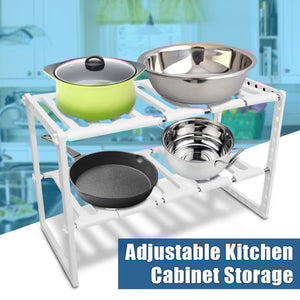 Cabinet Organizer Rack – Adjustable Space-Saving Shelf for Kitchen & Home Storage