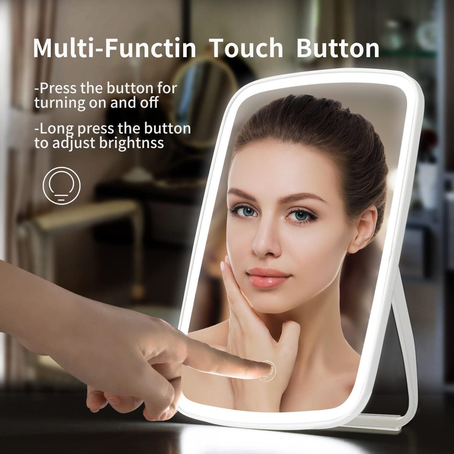Touch Screen Makeup Mirror with LED Lights with 3 Color Modes