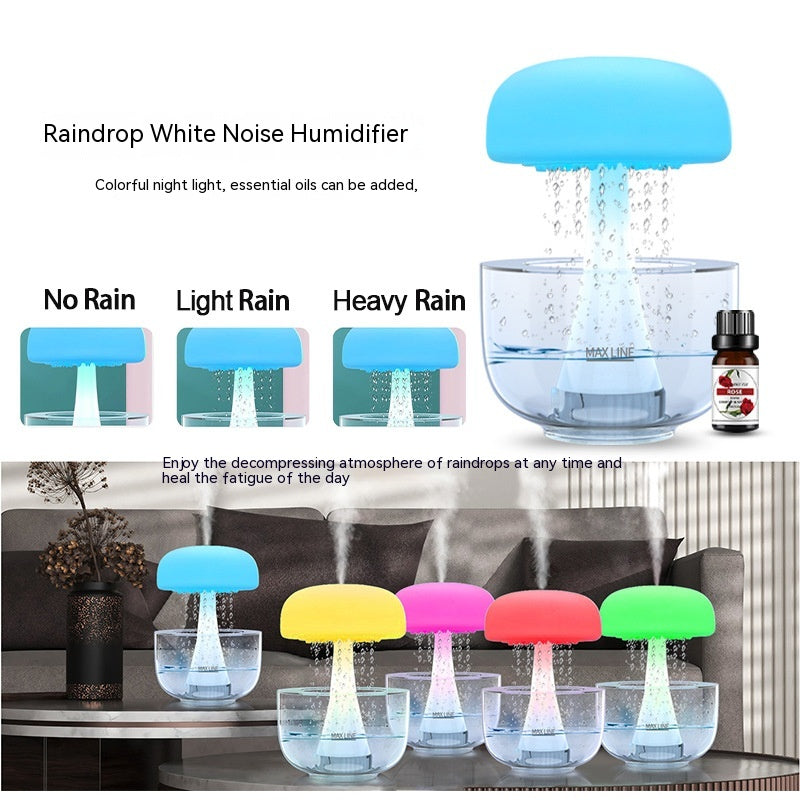 Jellyfish Raindrop Cloud Humidifier – Ultrasonic Aroma Diffuser with 7-Color Ambient Light (400ml)