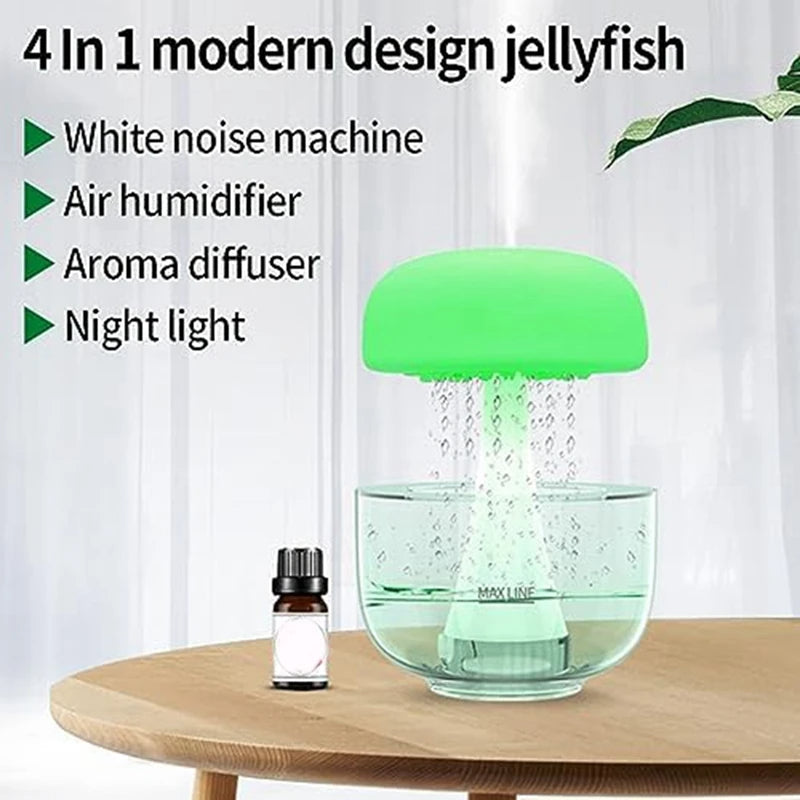 Jellyfish Raindrop Cloud Humidifier – Ultrasonic Aroma Diffuser with 7-Color Ambient Light (400ml)