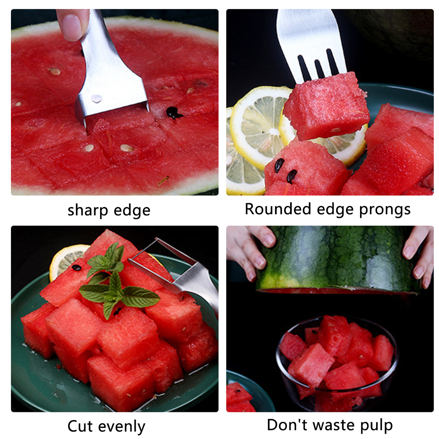 2-in-1 Watermelon Slicer & Fork – Stainless Steel Fruit Cutter & Divider for Kitchen