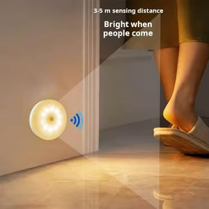 Motion Sensor LED Night Light – Battery Operated Warm Light for Closet, Stairs & Hallway